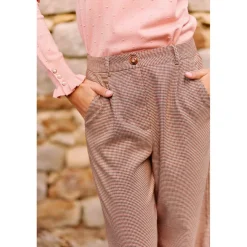 Pantalon POTRIA pied de poule beige