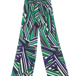 Pantalon PRISCO raye bleu en viscose
