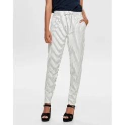 Pantalon Rayures blanc en viscose