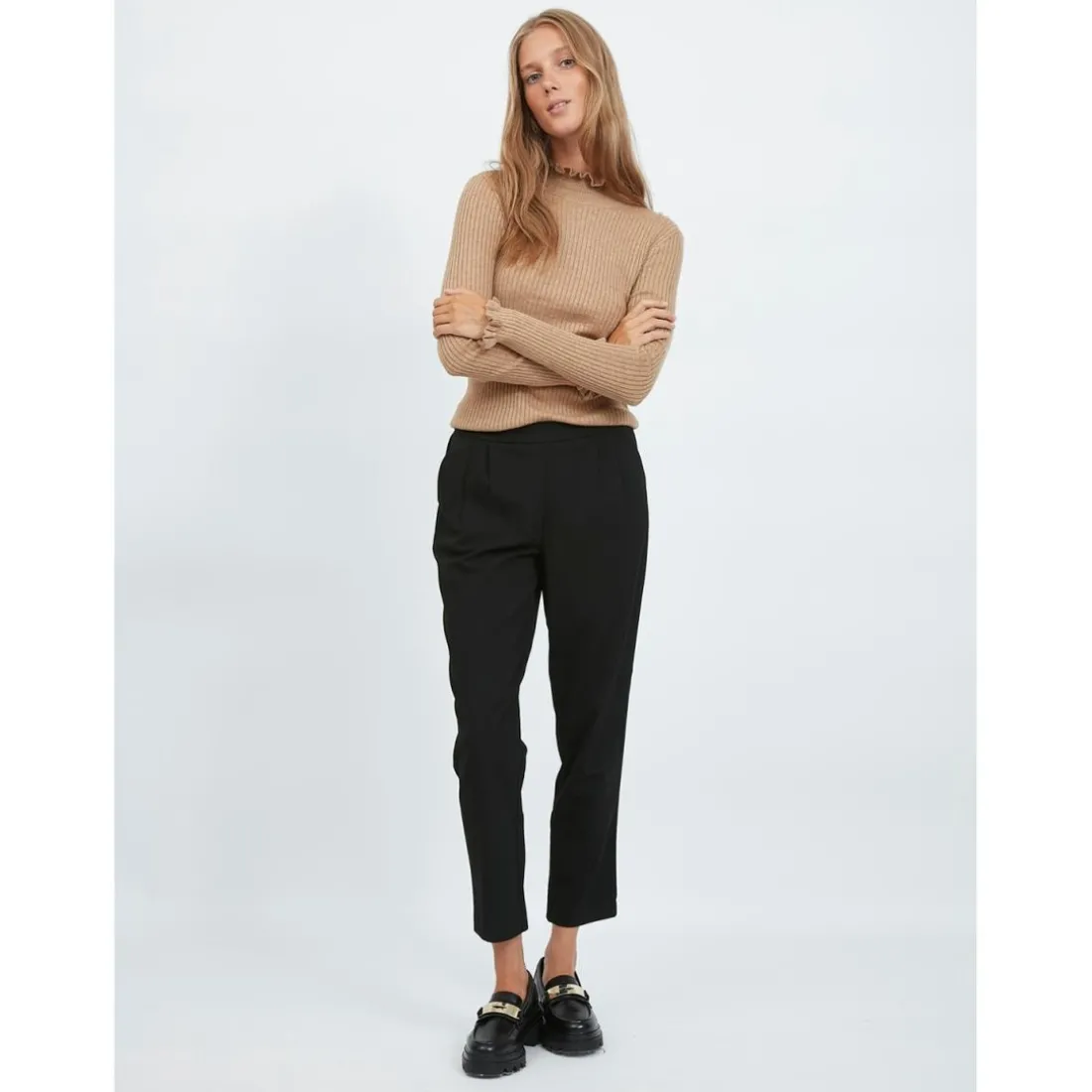 Pantalon regular fit noir Clara
