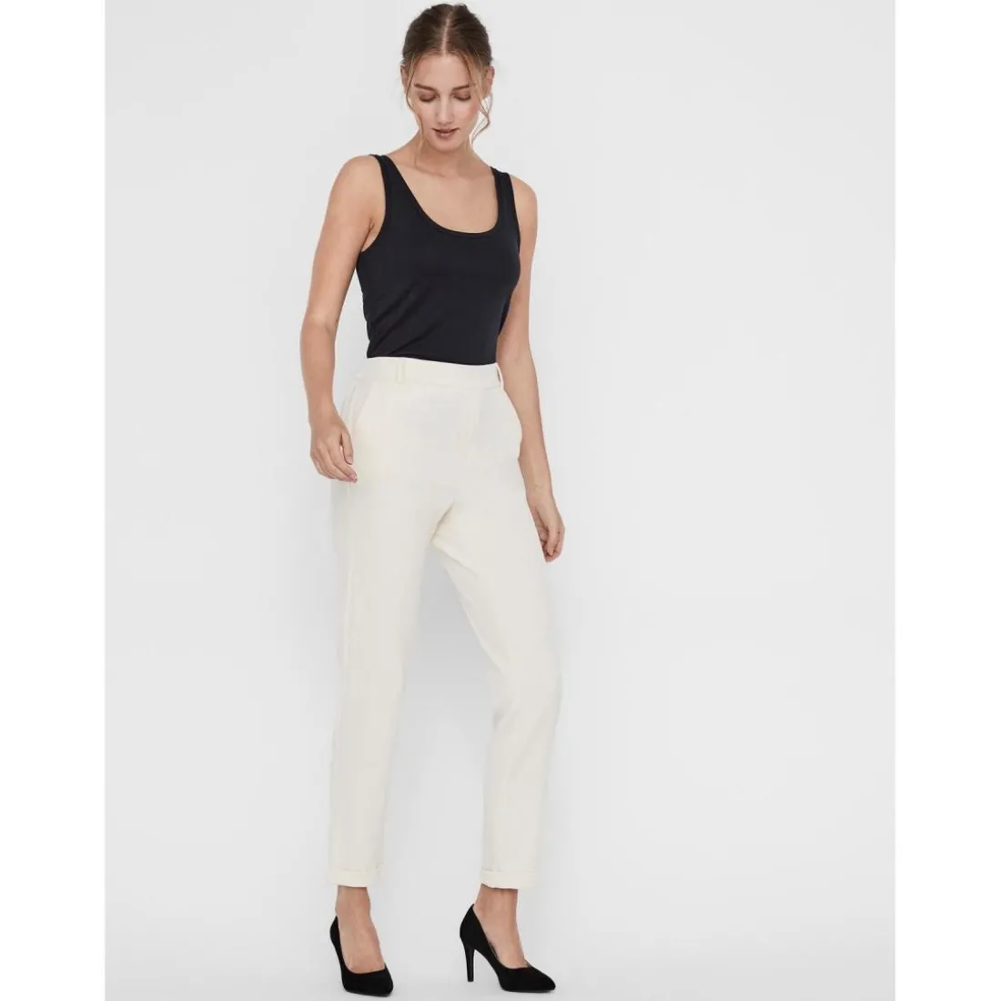 Pantalon Regular Fit Taille moyenne Pleine longueur beige