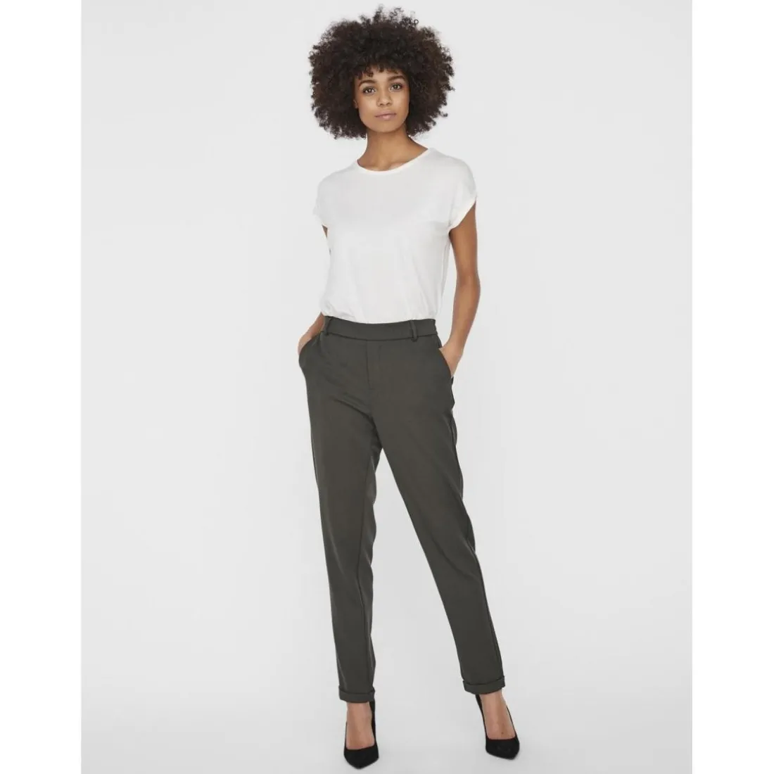 Pantalon Regular Fit Taille moyenne vert