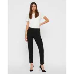 Pantalon Regular Fit Taille moyenne Pleine longueur noir Demi