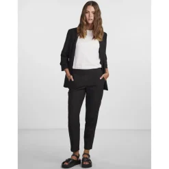 Pantalon regular fit taille élastiquée noir Nia