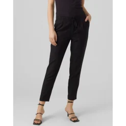 Pantalon Regular Fit Taille moyenne Longueur cheville noir en viscose