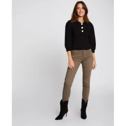 Pantalon skinny kaki taille basse