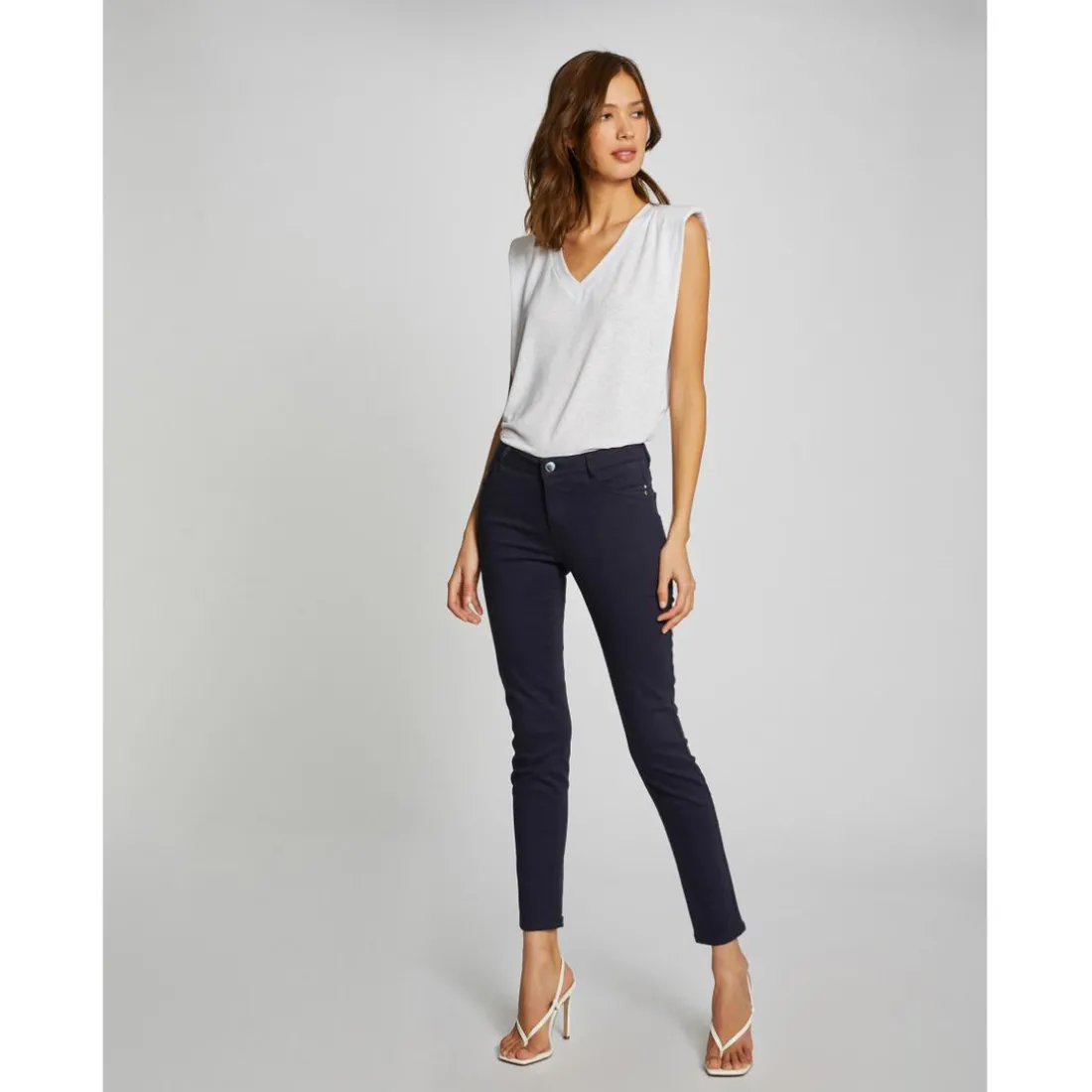 Pantalon skinny marine taille basse