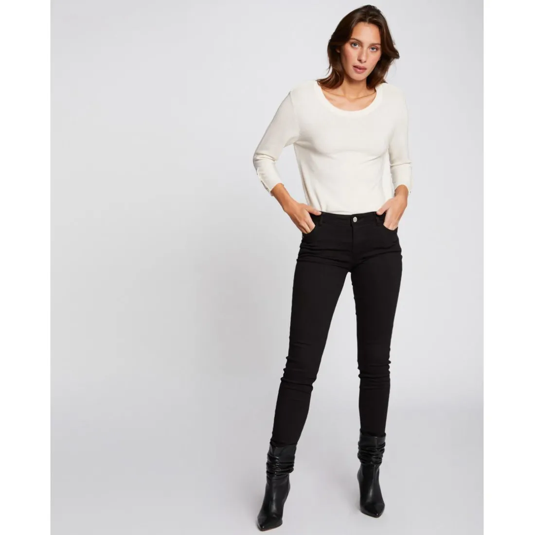 Pantalon skinny taille basse noir