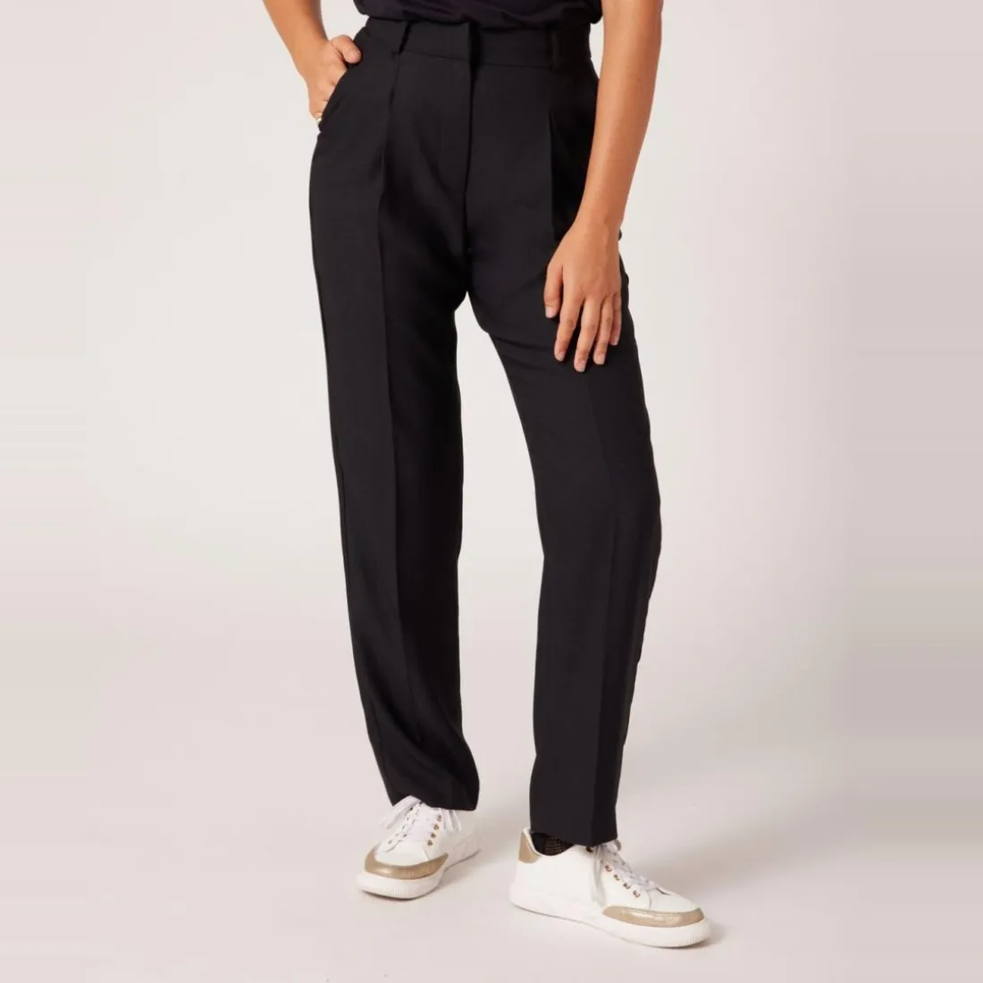 Pantalon slim femme noir en viscose