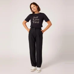 Pantalon slim femme noir en viscose