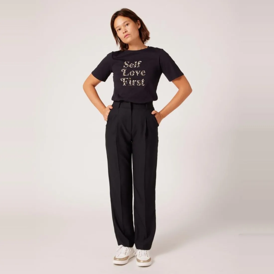 Pantalon slim femme noir en viscose