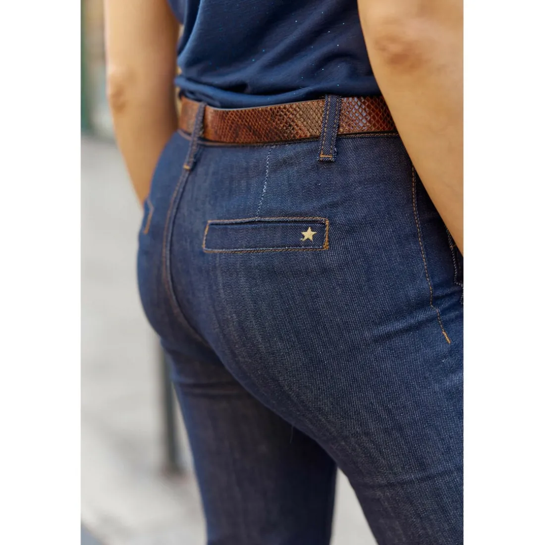 Pantalon SONNY- Brut bleu en coton