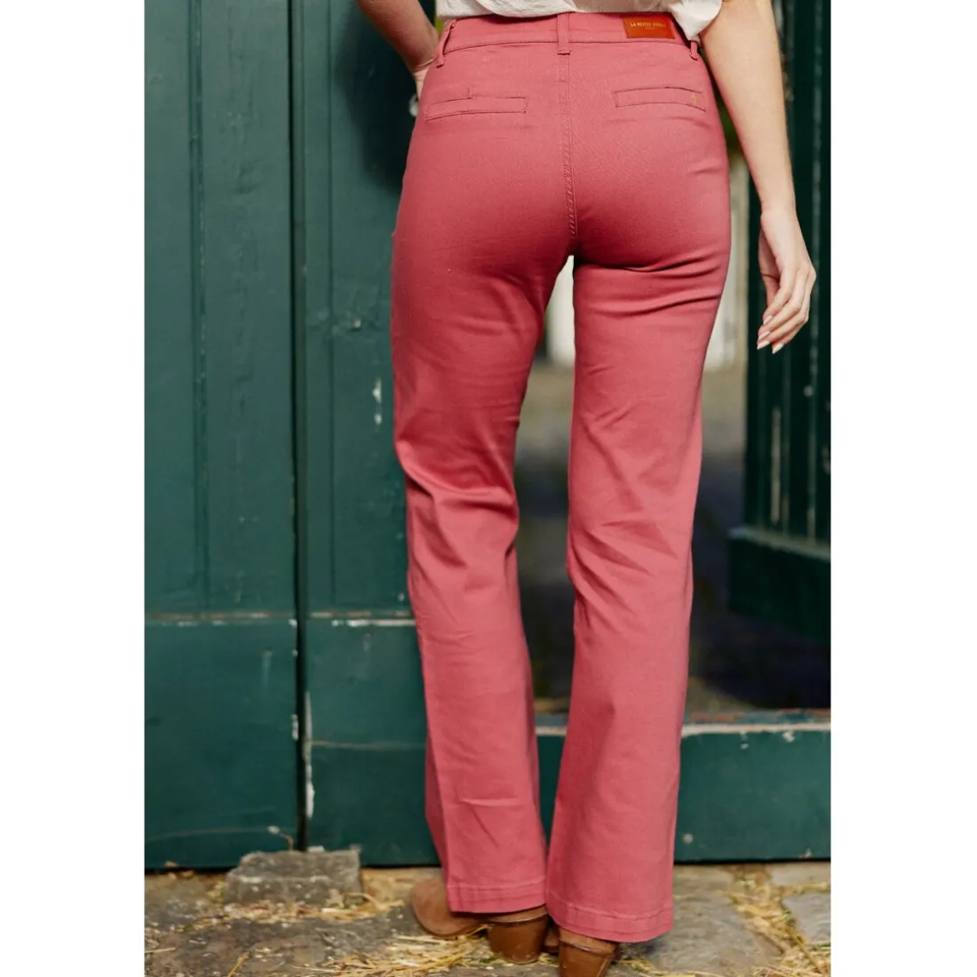 Pantalon SONNY T fraise des bois rouge en coton