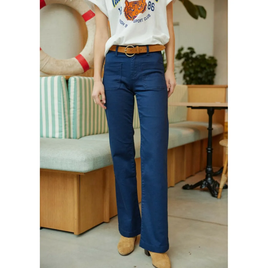 Pantalon SONNY T marine en coton
