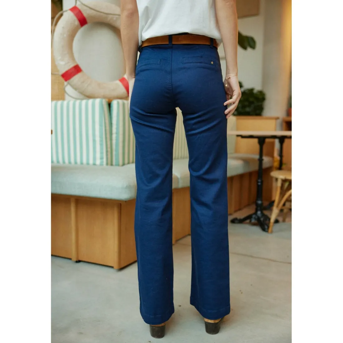 Pantalon SONNY T marine en coton