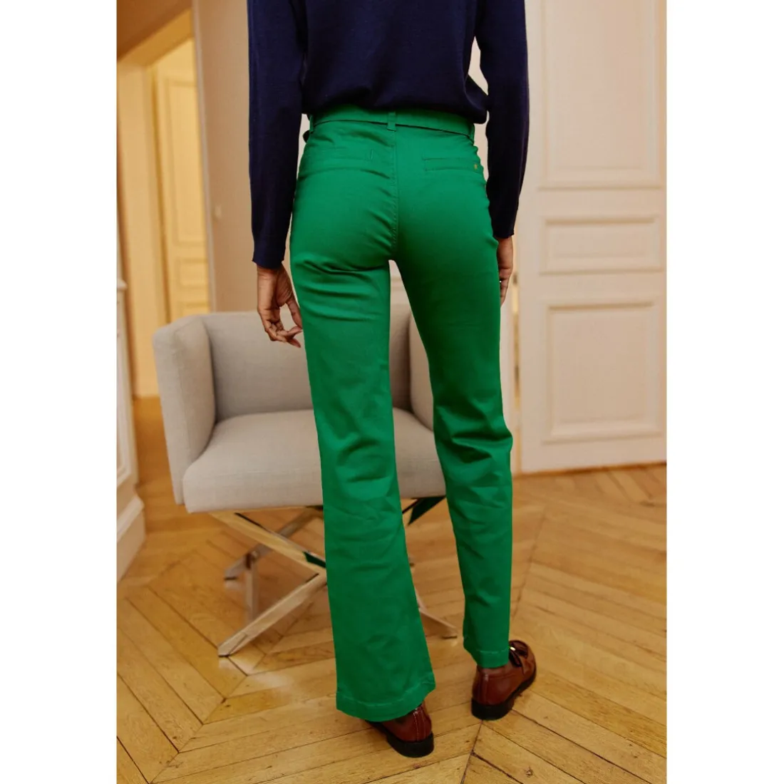 Pantalon SONNY vert gazon en coton