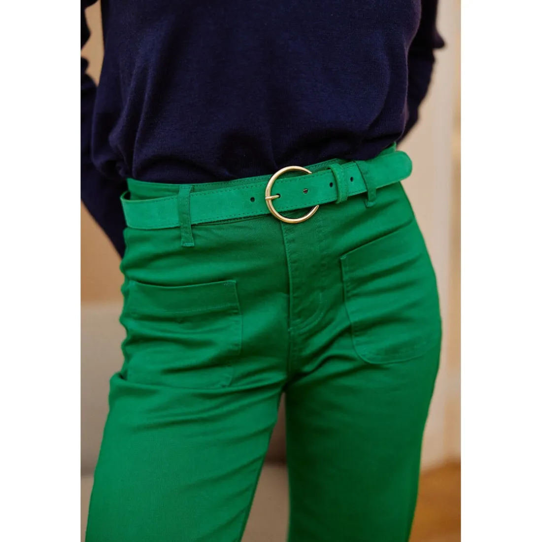 Pantalon SONNY vert gazon en coton