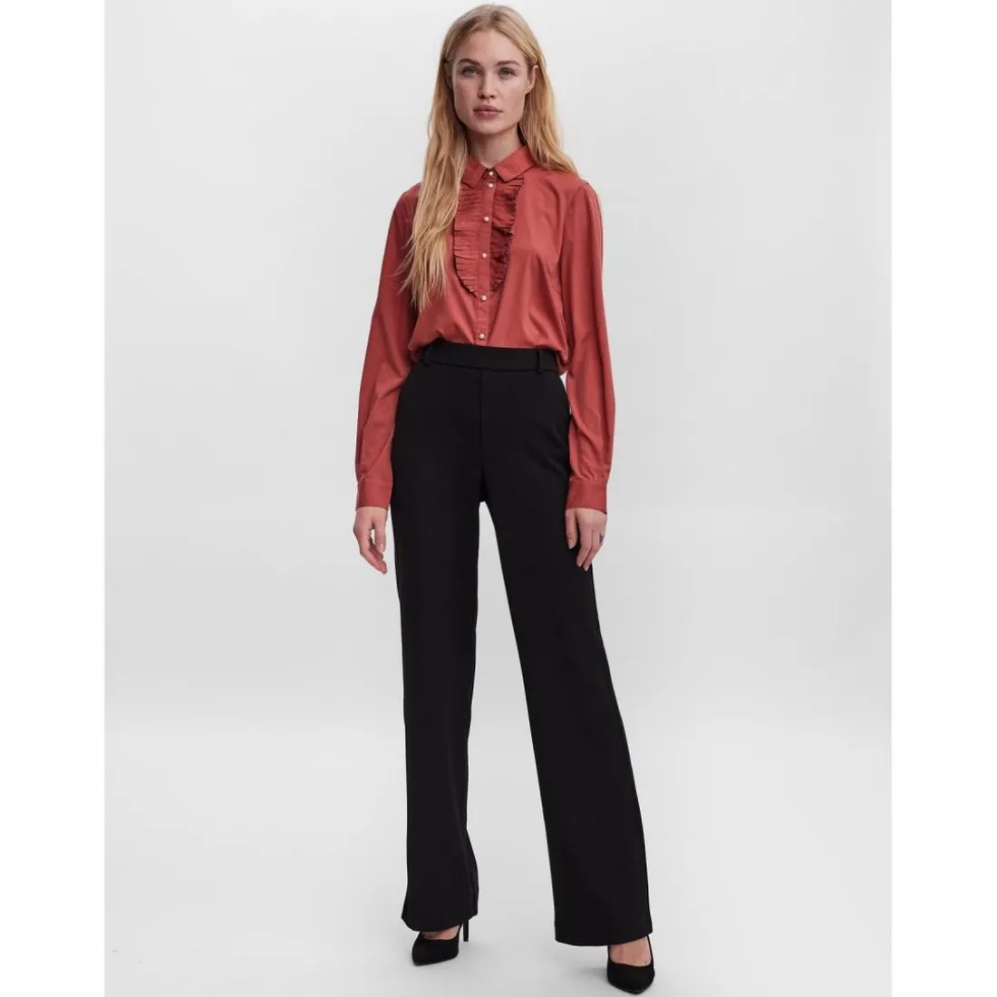 Pantalon Straight Fit Taille moyenne Pleine longueur noir Alia