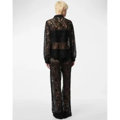 Pantalon taille haute en dentelle Colline noir Rae