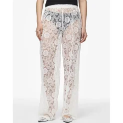 Pantalon taille haute en dentelle Colline blanc écru Ivy