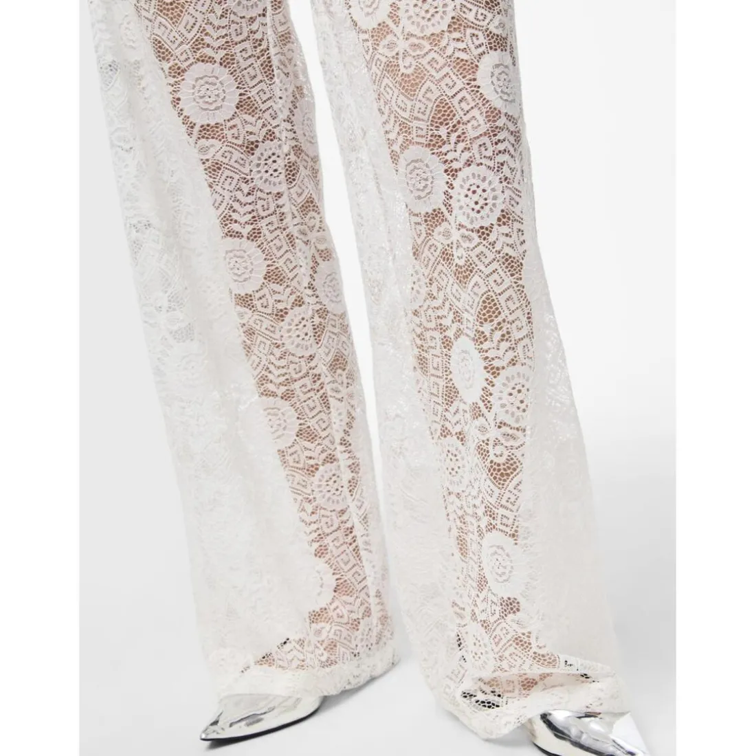 Pantalon taille haute en dentelle Colline blanc écru Ivy