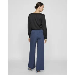 Pantalon taille haute jambe ample Varone bleu Nell
