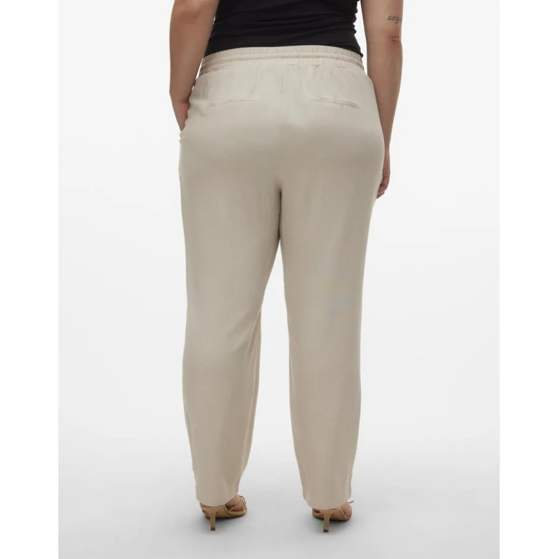 Pantalon taille moyenne gris en viscose Sofia