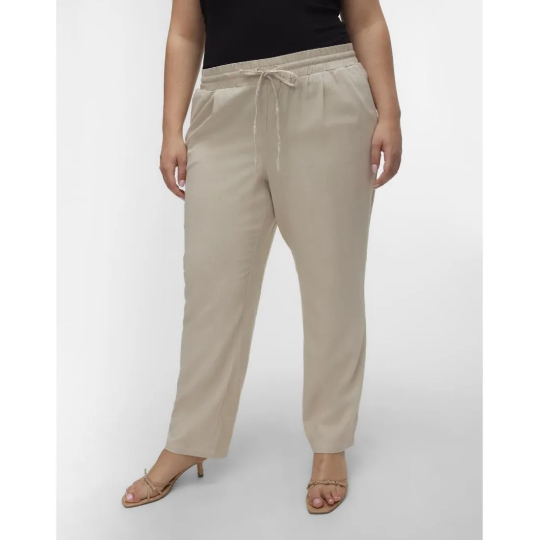 Pantalon taille moyenne gris en viscose Sofia