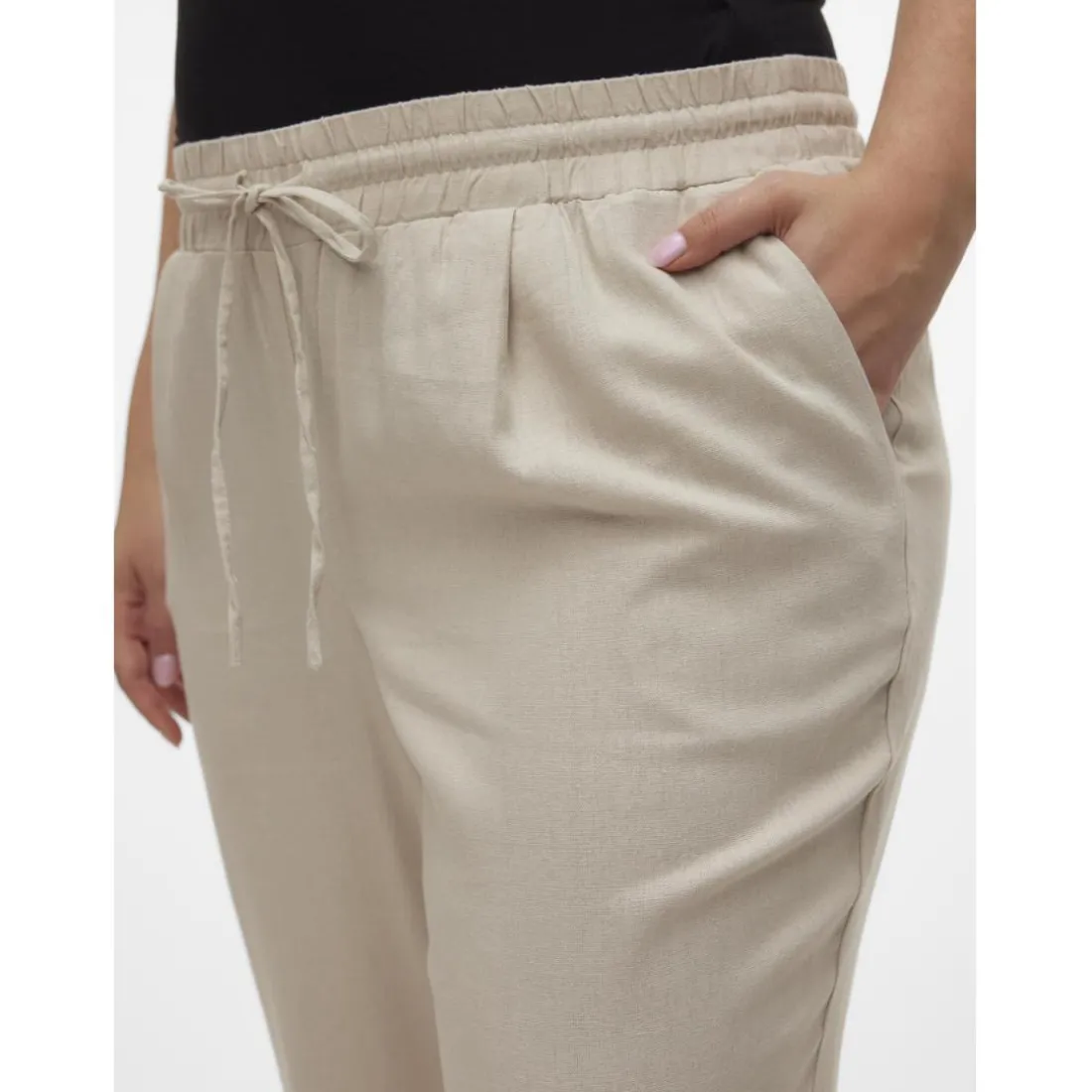 Pantalon taille moyenne gris en viscose Sofia