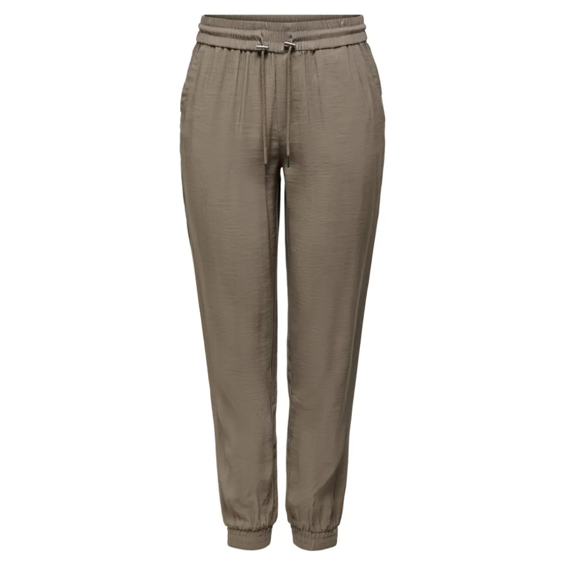 Pantalon taille moyenne kaki clair en viscose Kali