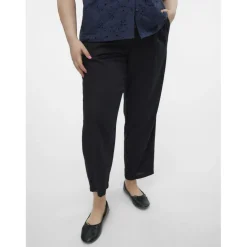 Pantalon taille moyenne noir en viscose Lucy