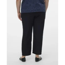 Pantalon taille moyenne noir en viscose Lucy