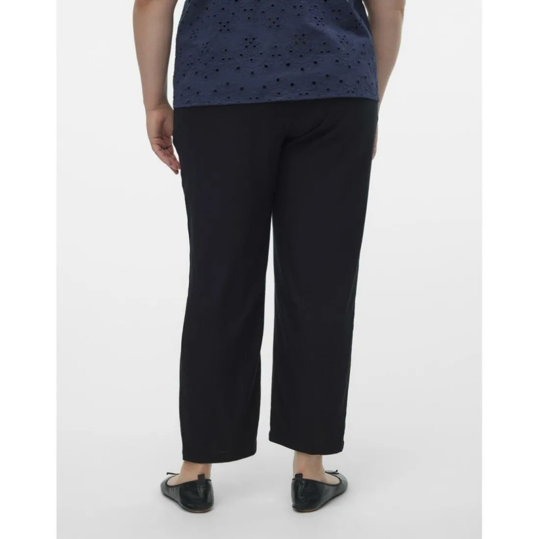 Pantalon taille moyenne noir en viscose Lucy