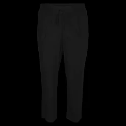 Pantalon taille moyenne noir en viscose Lucy