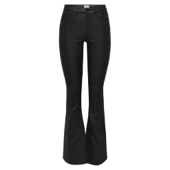Pantalon taille moyenne noir en viscose Dee