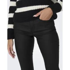 Pantalon taille moyenne noir en viscose Dee