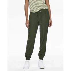 Pantalon taille moyenne vert en viscose Trix