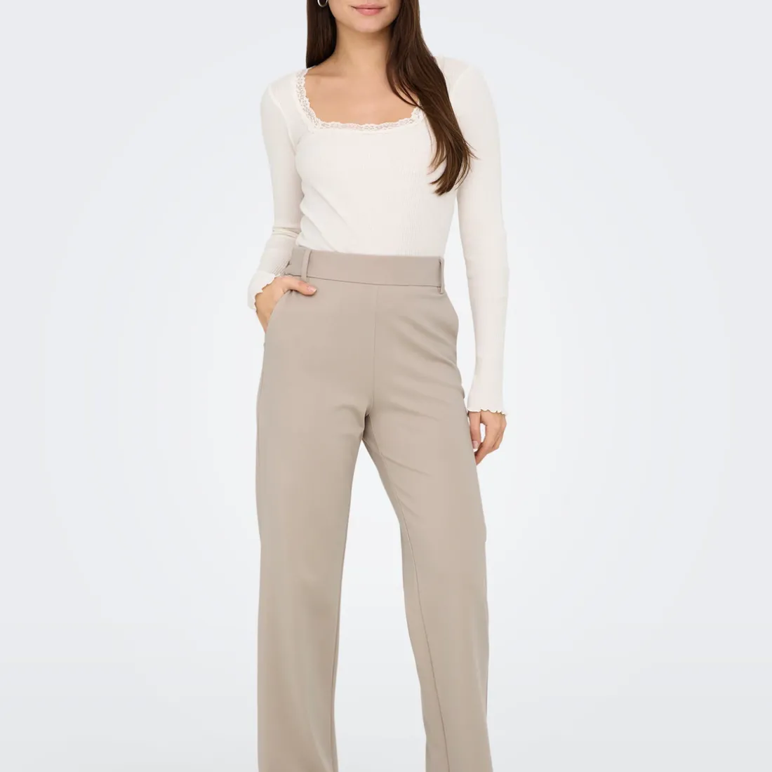 Pantalon Tailleur ONLPOPTRASHIFE - Gris en viscose Léa