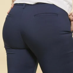 Pantalon uni poches et pinces femme - Bleu Marine