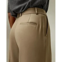 Pantalon évasé court rétro chameau en soie