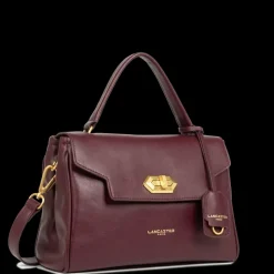 Petit sac à main cartable bordeaux en cuir