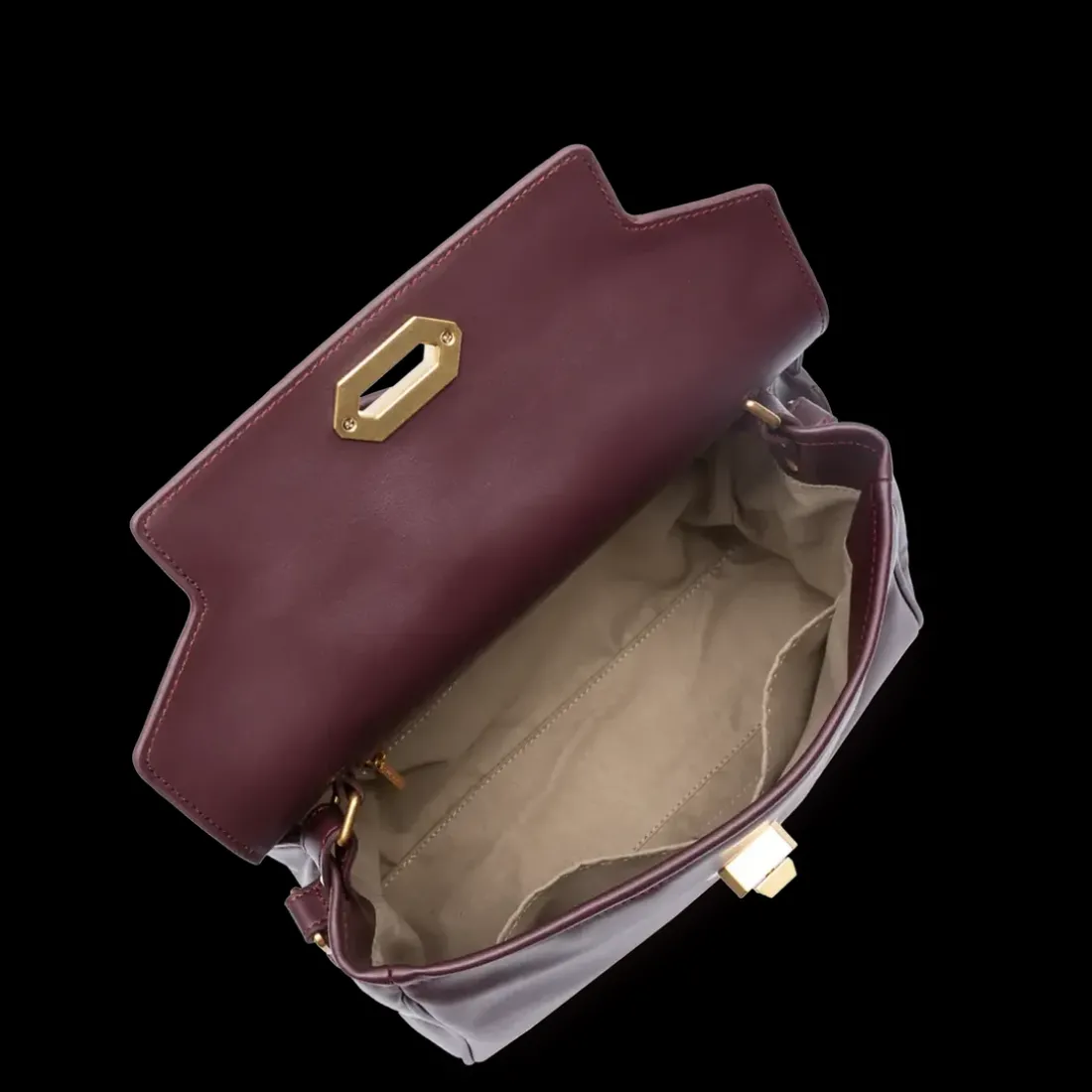 Petit sac à main cartable bordeaux en cuir