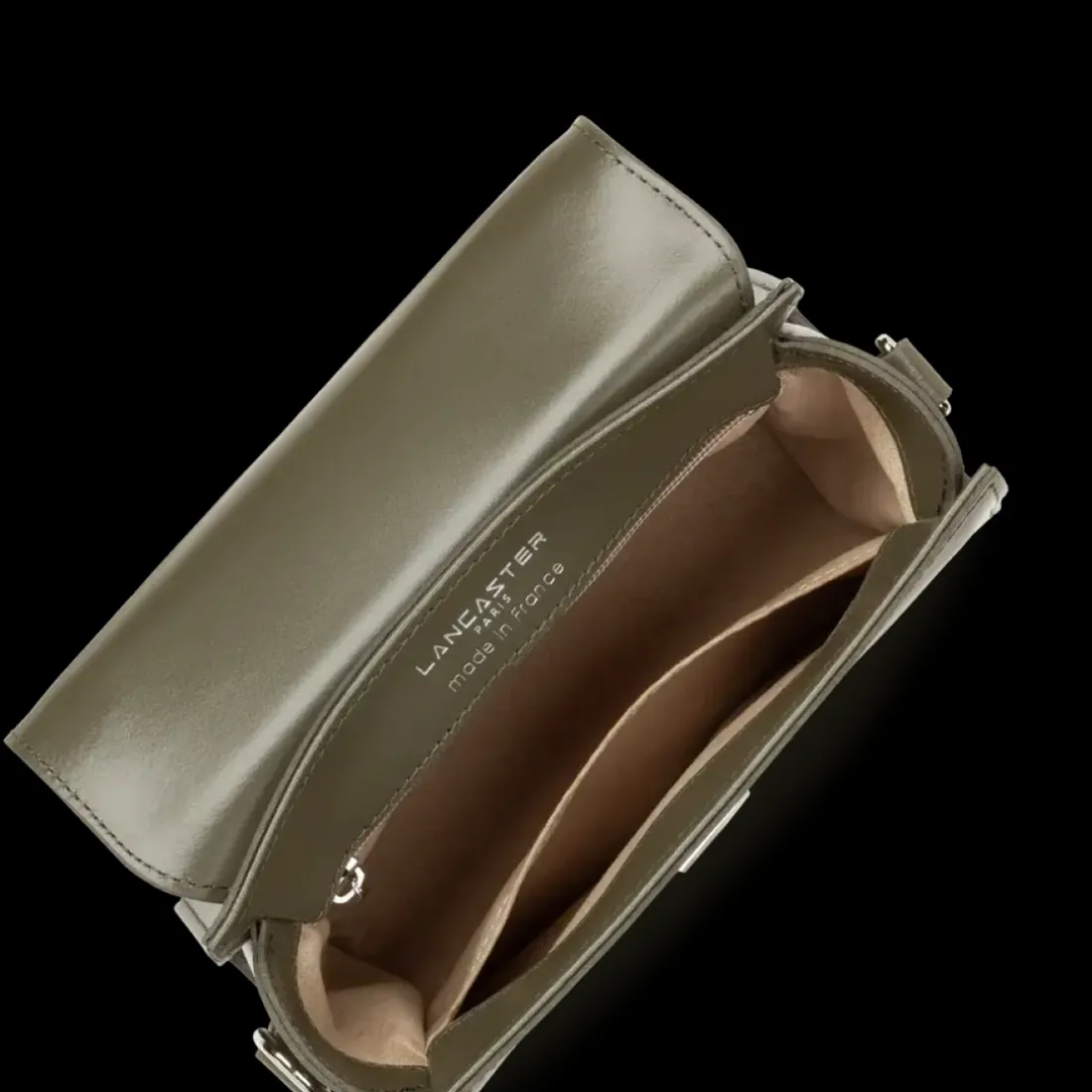 Petit sac à main kaki fumé en cuir