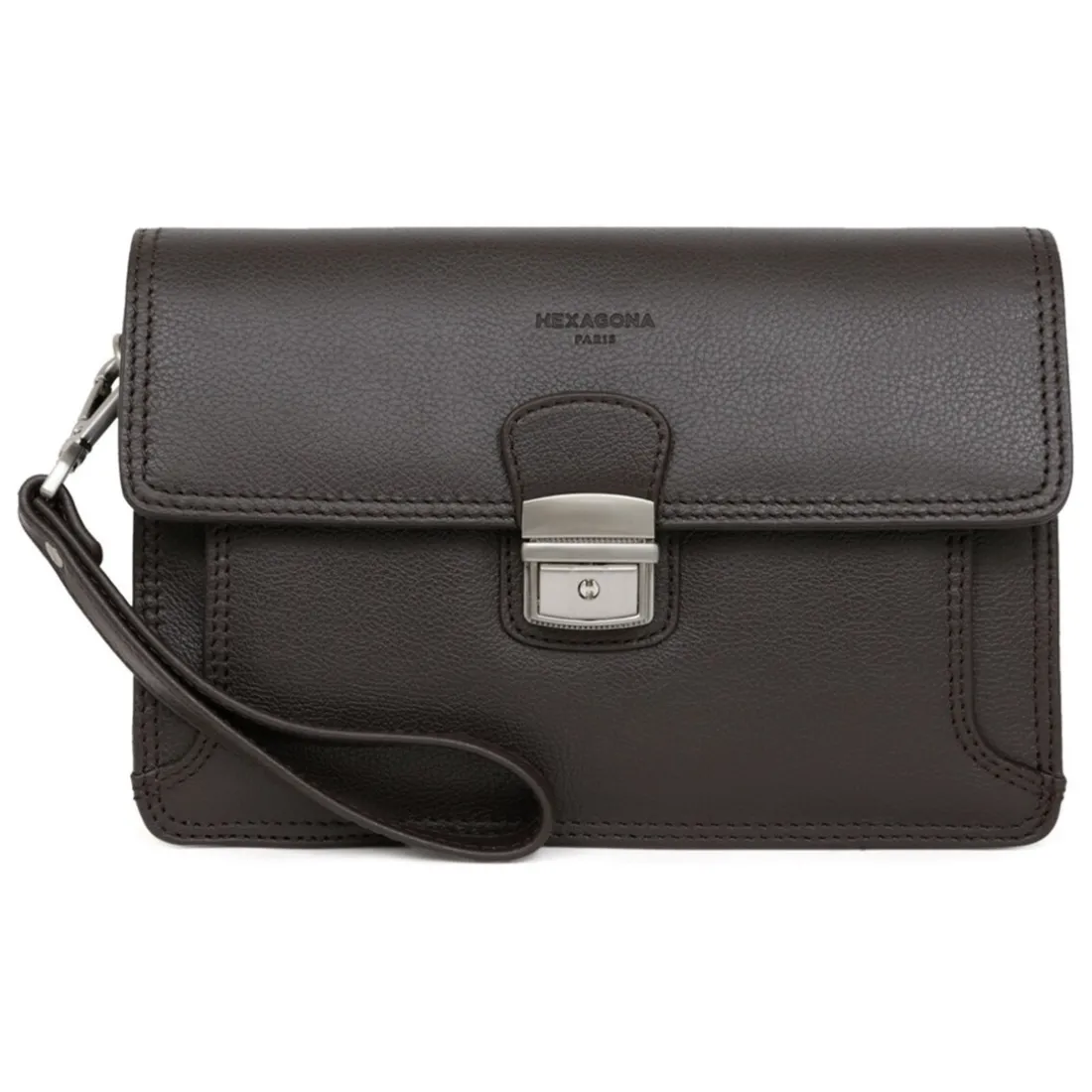 Pochette dragonne Cuir CONFORT Marron foncé Niko