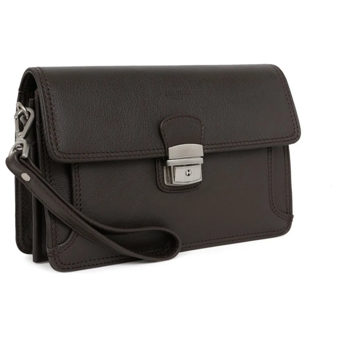 Pochette dragonne Cuir CONFORT Marron foncé Niko