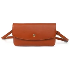 Pochette téléphone avec portefeuille Stop RFID ONDINE Cognac Dee en cuir