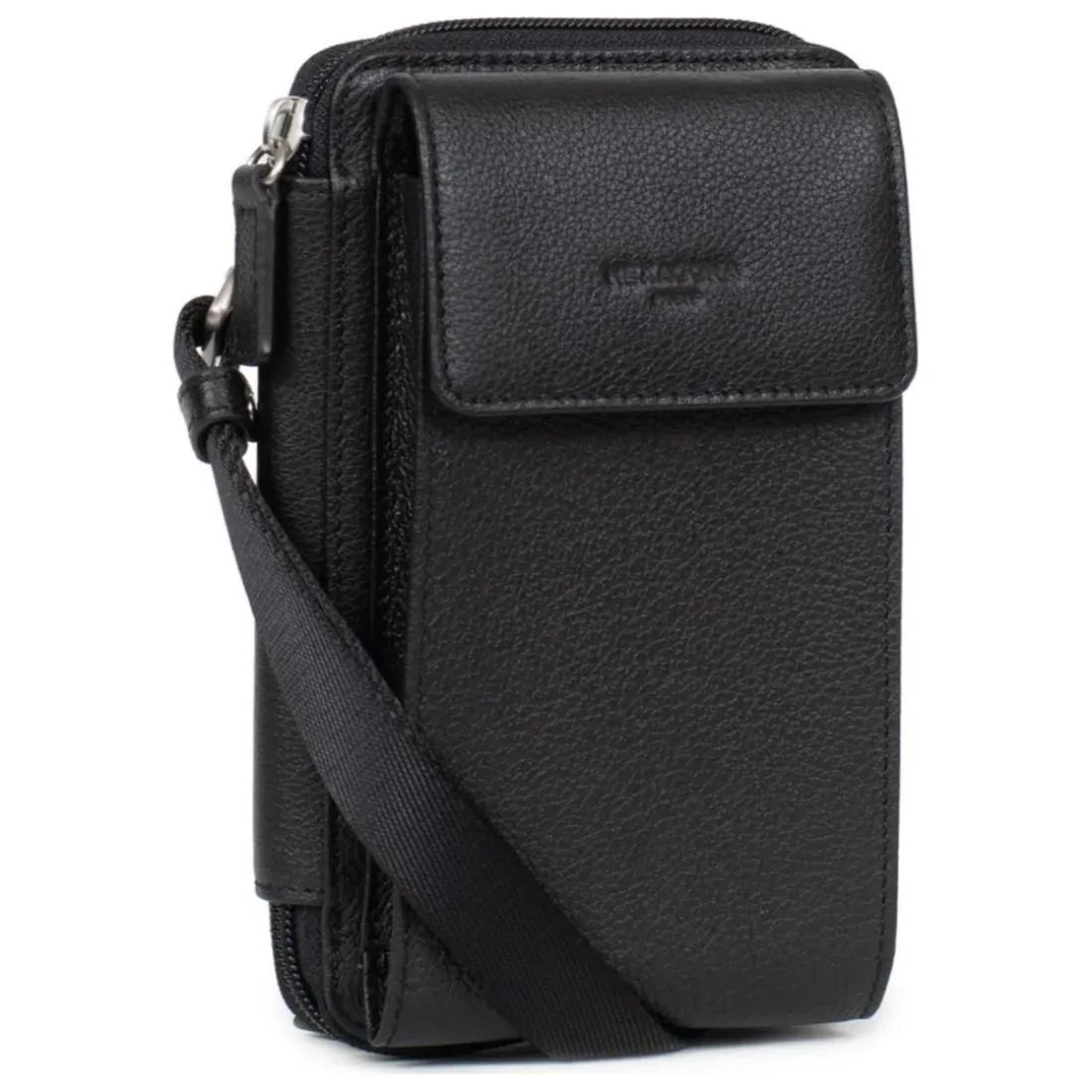 Pochette téléphone avec portefeuille Stop RFID Cuir CONFORT Noir