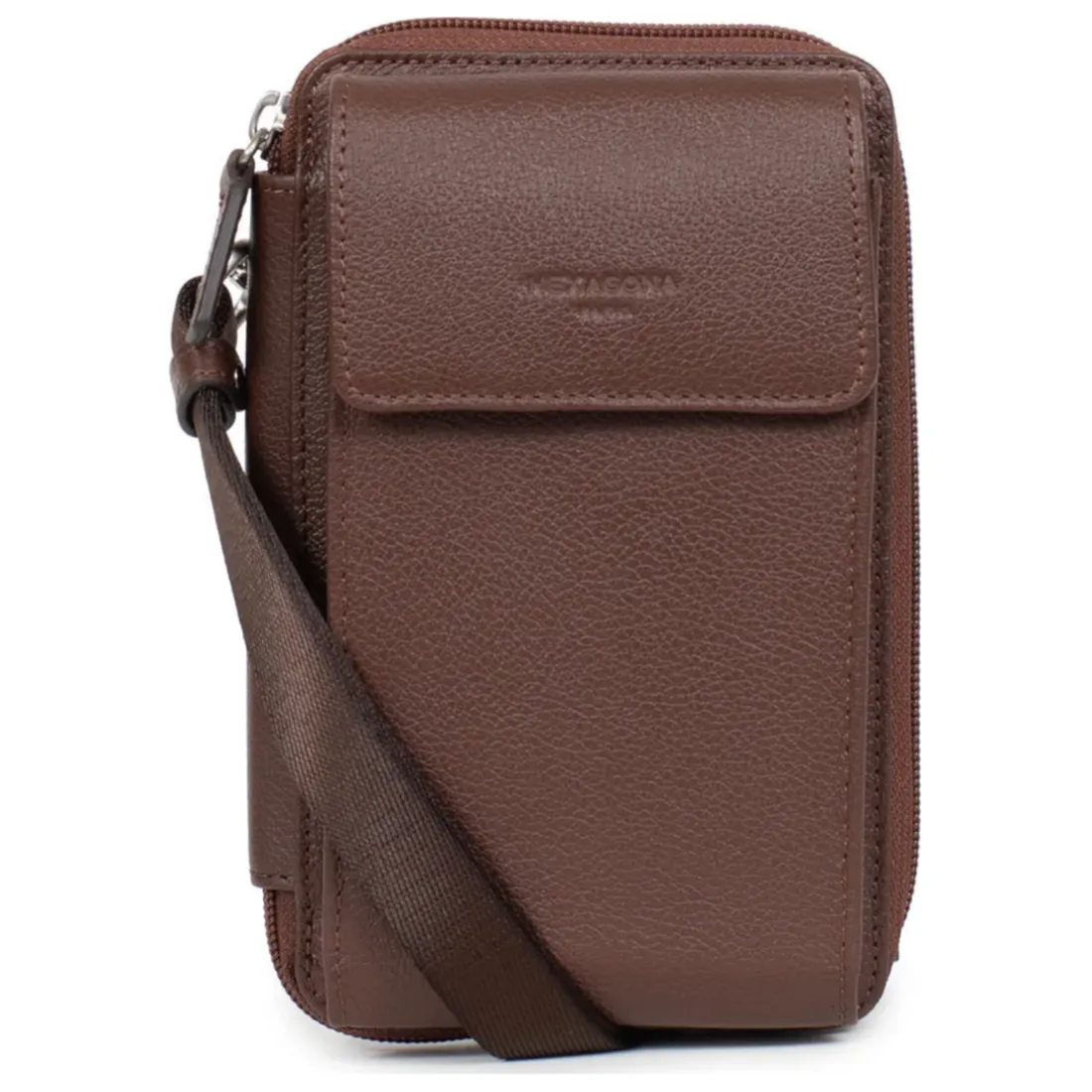 Pochette téléphone avec portefeuille Stop RFID Cuir CONFORT Chocolat