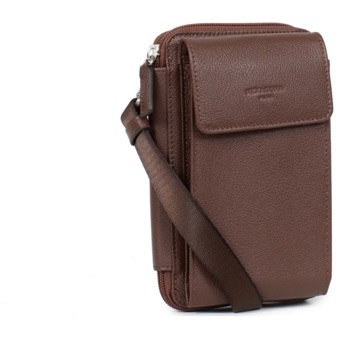Pochette téléphone avec portefeuille Stop RFID Cuir CONFORT Chocolat