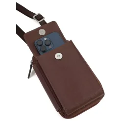 Pochette téléphone avec portefeuille Stop RFID Cuir CONFORT Chocolat